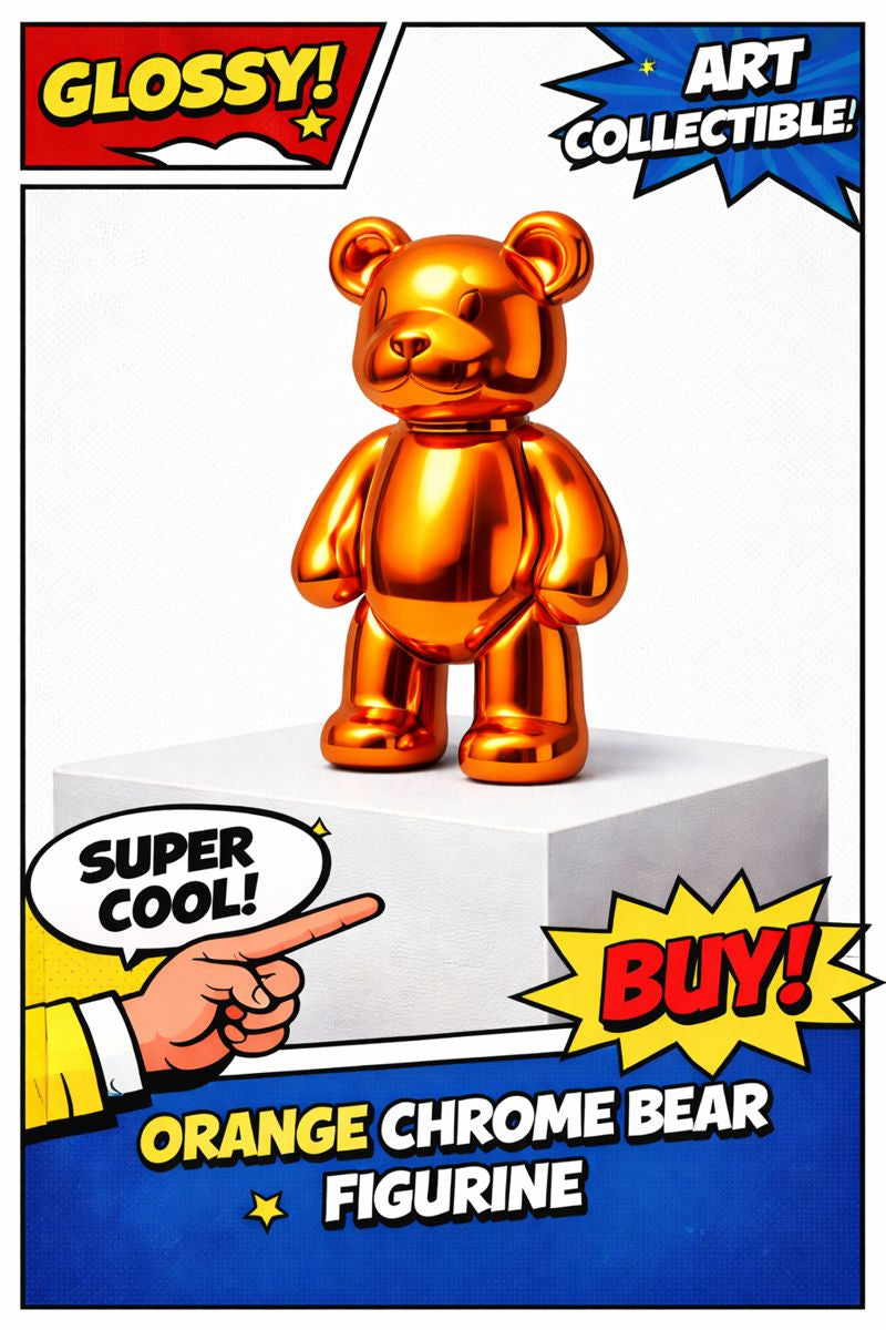 Orange Chrome Bear – Figurine Art Collectible
