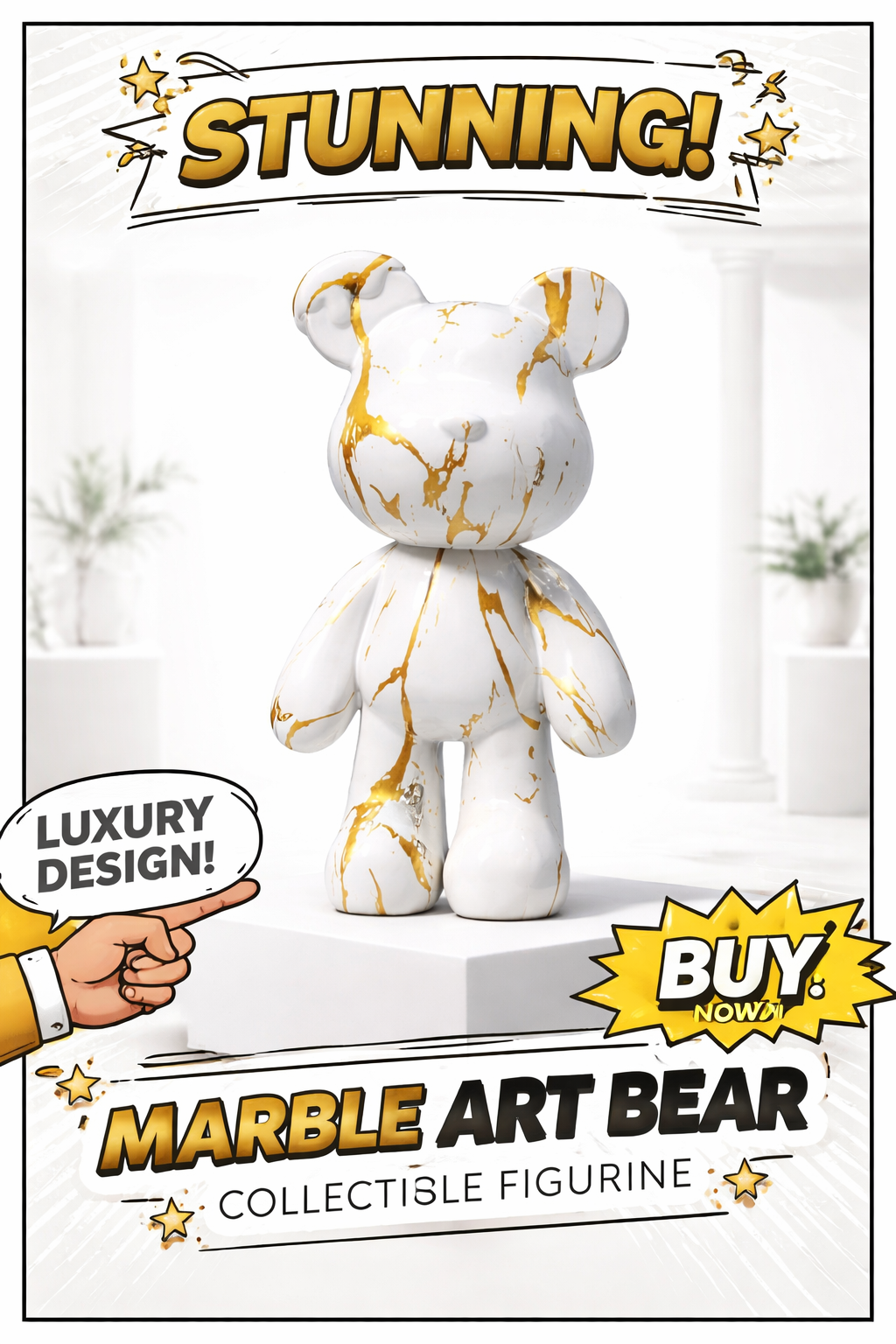 Marble Art Bear – Figurine de Collection